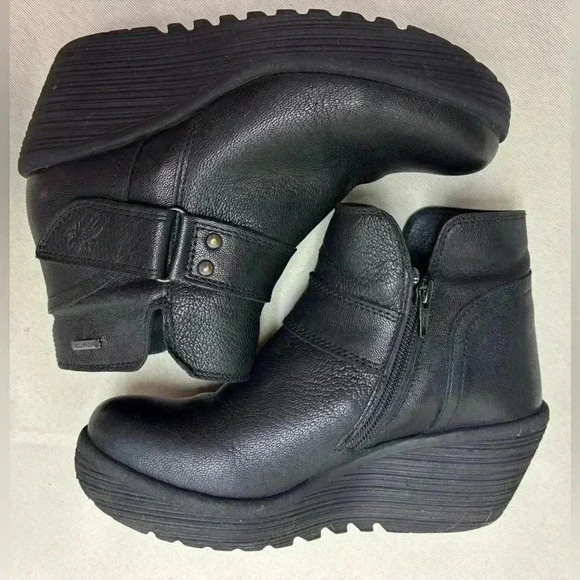Fly London Yock Leather Wedge Ankle Boots Size 36/5.5-6 US - Picture 5 of 8
